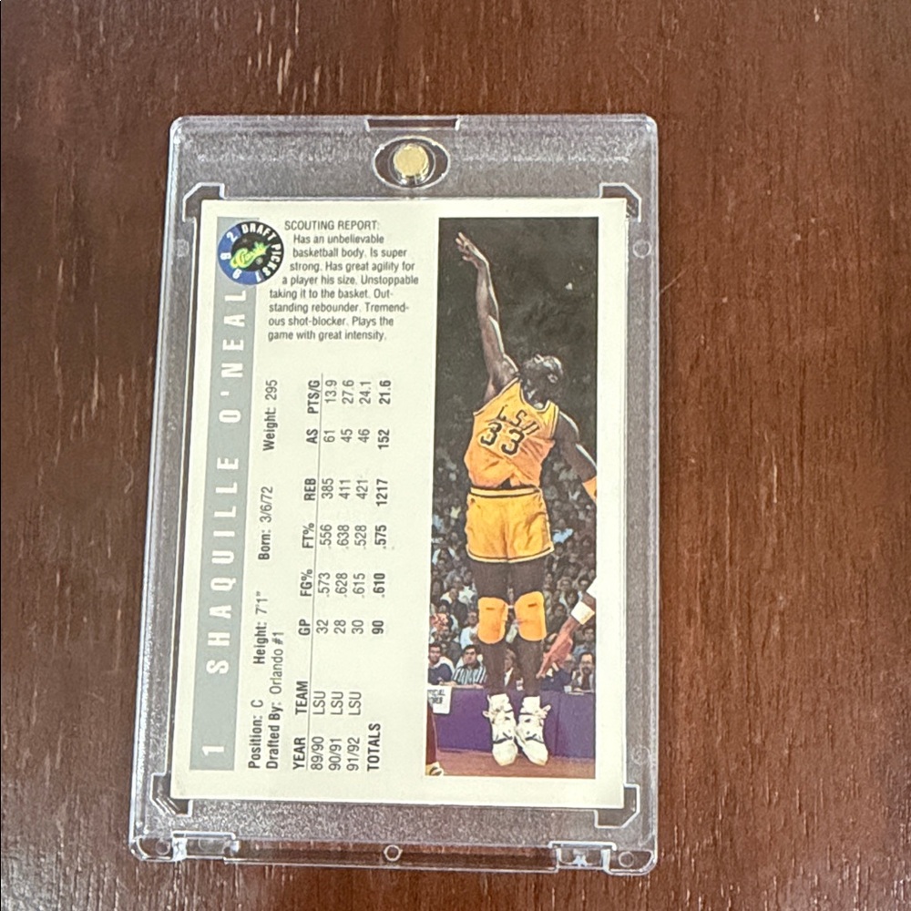 Shaquille O'Neal Basketball Card - 1992 DRAFT PICKS Rookie - Legend - Picture 2 of 3